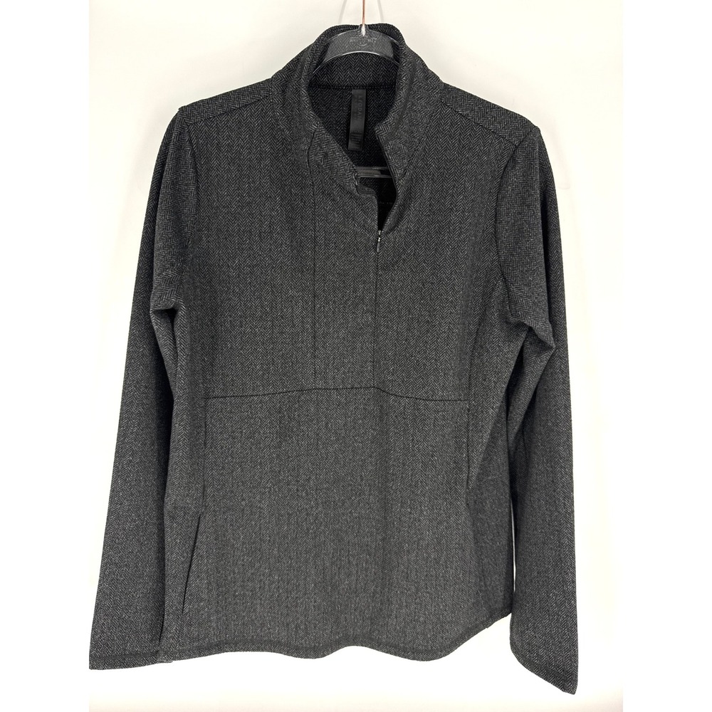 Kyodan Outdoor Women XL Grey Herringbone Quarter Zip Pullover Jacket Activewear